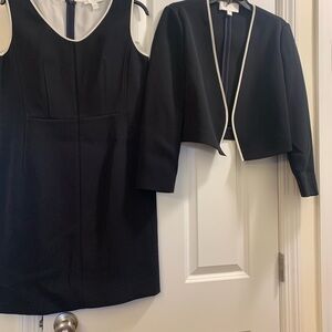 Boss Black Dress and Cropped Jacket with White Trim